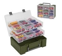 Madcat Organizer per auto giocattolo compatibile con auto giocattolo in scala 1/64, auto con scatola di fiammiferi, mini giocattoli e piccole bambole. Espositore a 24 scomparti con 2 strati di vassoi