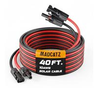 MADCATZ Cavo di prolunga solare da 10 AWG, una coppia di cavi paralleli per pannelli solari con connettori femmina e maschio impermeabili per camper, sistemi fotovoltaici (12,2 m rosso + 12,2 m nero)