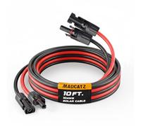 MADCATZ Cavo di prolunga solare da 3 m, 10 AWG, una coppia di cavi paralleli per pannelli solari con connettori femmina e maschio impermeabili per camper, sistemi fotovoltaici (3 m rosso + 3 m nero)