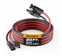 MADCATZ Cavo di prolunga solare da 6 m, 12 AWG, una coppia di cavi paralleli per pannelli solari con connettori femmina e maschio impermeabili per camper, sistemi fotovoltaici (6,1 m rosso + 6,1 m