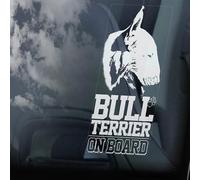 Madcolitote Adesivo per finestrino auto Bull Terrier on Board, con scritta inglese Bully Dog Sign Decal Vinyl Die Cut Decals Funny Bumper Stickers Dog Mom Dad Gift