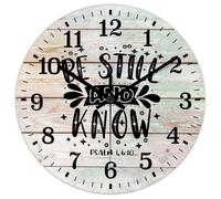 Madcolitote Be still And Know Psalm 46 10 Orologio da parete Bibbia Versi Grandi Orologi da parete in legno a batteria 25,4 cm Casale Cristiano Decorazione per la casa Cucina Ufficio Scuola Bagno
