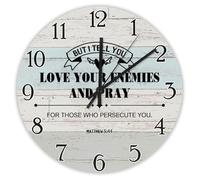 Madcolitote But I Tell You Love Your Enemies Orologio da parete in legno con versi della Bibbia 38 cm grandi orologi da parete a batteria silenzioso decorazione religiosa cristiana per soggiorno