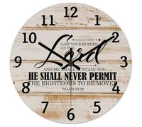Madcolitote Cast Your Burden on The Lord And He Shall Sustain You, orologio da parete in legno con dedica della Bibbia, 38 cm, grande orologio da parete con citazione di Gesù, decorazione per