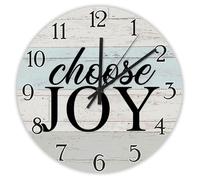 Madcolitote Choose Joy Orologio da parete in legno con versi della Bibbia, orologio da parete cristiano, funzionamento a batteria, 30,5 cm, silenzioso, con citazione religiosa, decorazione artistica