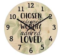 Madcolitote Chosen Redeemed Worthy Adorato Loved Orologio da parete con versi della Bibbia 30,5 cm Grandi orologi da parete a batteria Casale cristiana Decorazione per la casa per camera da letto