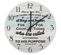 Madcolitote E sappiamo che per coloro che amano Dio tutte le cose Orologio da parete in legno Bibbia Versi Orologi da parete a batteria 25,4 cm Silenzioso Decorazione religiosa per Soggiorno Camera da
