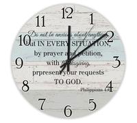 Madcolitote Gesù Bibbia Verse 25,4 cm grandi orologi da parete non essere ansioso di nulla Filippesi 4:6 Orologio Scrittura cristiana Decorazione per la casa per soggiorno, cucina, camera da letto