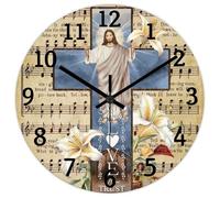 Madcolitote Grande orologio da parete con scritta in lingua inglese "Jesus Bible Verse 30,5 cm, funzionamento a batteria, fede, famiglia, amore, speranza, fiducia, scrittura, cristiana, decorazione