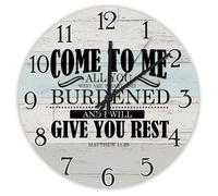 Madcolitote Grande orologio da parete in legno con versi biblici, funzionamento a batteria, 25,4 cm, con scritta "Come to me", silenzioso, facile da leggere, decorazione per la casa, per cucina