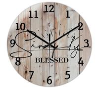 Madcolitote Grande orologio da parete in legno con versi biblici, funzionamento a batteria, 38 cm, semplicemente benedetto, decorazione per la casa, soggiorno, cucina, camera da letto, aula