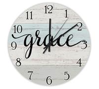 Madcolitote Grazia Orologio da parete con versi della Bibbia, 38 cm, in legno, funzionamento a batteria, senza ticchettio, decorazione da parete per cucina, soggiorno, camera da letto, ufficio