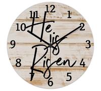 Madcolitote He Is Risen Orologio da parete in legno con versi della Bibbia, funzionamento a batteria, 38 cm, silenzioso, decorazione da parete per cucina, camera da letto, soggiorno, ufficio
