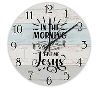 Madcolitote in The Morning When I Rise Give Me Jesus Orologio da parete con versi della Bibbia 25,4 cm grandi orologi da parete a batteria per casa colonica cristiana decorazione da parete per