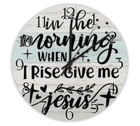 Madcolitote in The Morning When I Rise Give Me Jesus Orologio da parete con versi della Bibbia Orologi decorativi rotondi 25,4 cm Fattoria Cristiana Decorazione per la casa per cucina Soggiorno Camera