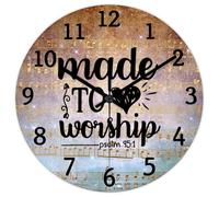 Madcolitote Made to Workhip - Orologio da parete in legno, con scritta in lingua inglese "Gesù Bibbia", funzionamento a batteria, 30,5 cm, senza ticchettio, decorazione religiosa per camera da letto