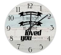 Madcolitote My Command is This Love, orologio da parete con versi della Bibbia, grande, in legno, funzionamento a batteria, 25,4 cm, silenzioso, decorazione per casa, cucina, ufficio, scuola, bagno