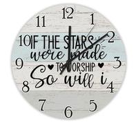 Madcolitote Orologio da parete con citazione di Gesù, 25,4 cm, rotondo, orologio da parete con scritta in inglese "If the stars were made to worship so will I Bible Verse Christian Decor Living Room