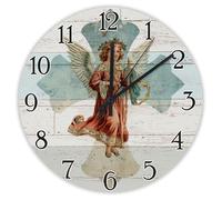 Madcolitote Orologio da parete con citazione religiosa, 38,1 cm, in legno, funzionamento a batteria, silenzioso, angelo croce, versetto della Bibbia, decorazione per soggiorno, regalo per uomo, donna