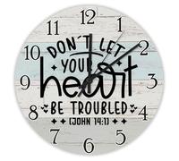 Madcolitote Orologio da parete con citazione religiosa, 38 cm, grande, funzionamento a batteria, con scritta in lingua inglese "Don't Let Your Heart Get Biblia", decorazione per ufficio, casa