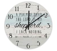 Madcolitote Orologio da parete con citazione religiosa da 25,4 cm, grande orologio da parete a batteria, con scritta in inglese "A Psalm of David The Lord Is My Shepherd", decorazione per soggiorno