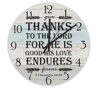 Madcolitote Orologio da parete con citazione religiosa, grande orologio da parete a batteria, 30,5 cm, con dedica in lingua inglese "Give thanks to the Lord Bibbia", decorazione per soggiorno, regalo
