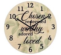 Madcolitote Orologio da parete con citazione religiosa rotonda orologi decorativi 25,4 cm scelto redento degno adorato amato Gesù Bibbia Verso Decor pensionamento soggiorno decorazione regalo per uomo