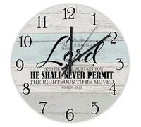 Madcolitote Orologio da parete con dedica biblica, funzionamento a batteria, 38 cm, con scritta in inglese "Cast Your Burden on The Lord And He Shall Sustain You", decorazione per la casa, soggiorno