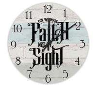 Madcolitote Orologio da parete con dedica della Bibbia, 38 cm, funzionamento a batteria per We Walk Faith No by Sight, con scritta cristiana, decorazione per la casa, per cucina, soggiorno, camera da