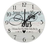 Madcolitote Orologio da parete con fede religiosa, 30,5 cm, con scritta "Jesus Loves Me This Know For The Bible Tells Me So Bible Verse Decor for Office Home Decor Wedding Birthday Housewarming Gift