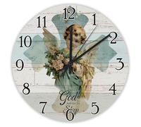 Madcolitote Orologio da parete con fede religiosa rotonda orologi decorativi a batteria 30,5 cm Give It to Go And Go to Sleep Bibbia Verse Decor She Shed decorazione soggiorno regalo per uomo, donna