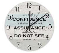 Madcolitote Orologio da parete con scritta "Now Faith Is Confidence in What We Hope", grande orologio da parete a batteria, 38 cm, decorazione da parete cristiana per cucina, camera da letto