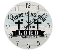 Madcolitote Orologio da parete con versi biblici, funzionamento a batteria, 25,4 cm, con scritta in inglese "There Is No One Like The Lord 1 Samuel 2 2" Orologio da parete Scrittura Decorazione per la