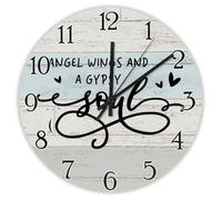 Madcolitote Orologio da parete cristiano in legno con versi biblici, 30,5 cm, ali d'angelo e un'anima zingara, stampa scrittura, decorazione per la casa per camera da letto, soggiorno, cucina, scuola