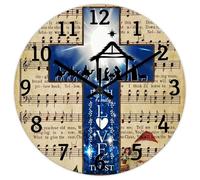Madcolitote Orologio da parete da 15 pollici Bibbia Versi Scrittura Grande Orologio da parete a batteria Fede Famiglia Amore Speranza Fiducia Gesù Citazione Religioso Cristiano Nuova Casa Regalo