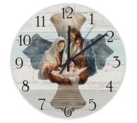 Madcolitote Orologio da parete da 15 pollici Bibbia Versi Scrittura, grandi orologi da parete a batteria, presepe, croce, silenzioso, citazione di Gesù, religioso, cristiano, regalo per la casa per