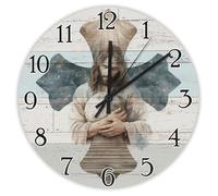 Madcolitote Orologio da parete da 15 pollici Bibbia Versi Scrittura, grandi orologi da parete a batteria, presepe, croce, silenzioso, citazione di Gesù, religioso, cristiano, regalo per la casa per