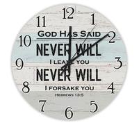 Madcolitote Orologio da parete da 15 pollici Bibbia Versi Scrittura, grandi orologi da parete in legno a batteria Dio ha detto senza ticchettio citazione di Gesù religioso cristiano nuova casa regalo