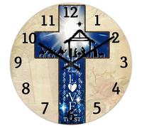 Madcolitote Orologio da parete da 15 pollici Bibbia Versi Scrittura Orologi da parete rotondi a batteria Fede Famiglia Amore Speranza Fiducia Gesù Citazione Religioso Cristiano Nuova Casa Regalo