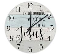Madcolitote Orologio da parete da 25,4 cm, con scritta in lingua inglese "Bibbia Verse Scrittura", grande orologio da parete a batteria in The Morning When I Rise Silent Jesus Citazione Christian New