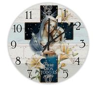 Madcolitote Orologio da parete da 25,4 cm, con scritta in lingua inglese "Bibbia Verse Scrittura", grande orologio da parete in legno, funzionamento a batteria, Para Dios posible con citazione di Gesù