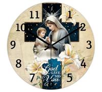 Madcolitote Orologio da parete da 25,4 cm, con scritta in lingua inglese "Bibbia Verse Scrittura", in legno, funzionamento a batteria, con scritta in lingua inglese "God Gave Me You", citazione