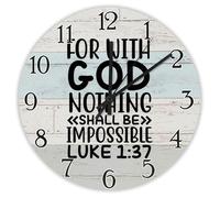 Madcolitote Orologio da parete da 25,4 cm con scritta in lingua inglese "For With God Nothing Shall Be Impossible Luke Jesus Citazione religiosa cristiana nuova casa regalo Ringraziamento per lei