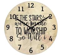 Madcolitote Orologio da parete da 25,4 cm, con scritta in lingua inglese "If the stars were made to worship so will I Jesus Quote Religious Christian New Home Gift Thanksgiving for Her