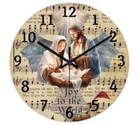 Madcolitote Orologio da parete da 25,4 cm, con scritta in lingua inglese "La gioia al mondo", silenzioso, senza ticchettio, con citazione di Gesù, religioso, cristiano, regalo per la casa per lei