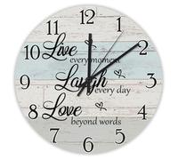 Madcolitote Orologio da parete da 25,4 cm con scritta in lingua inglese "Live Every Moment Laugh Every Day Love Beyond Words Jesus Citazione religiosa cristiana nuova casa regalo Ringraziamento per