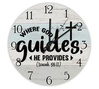 Madcolitote Orologio da parete da 25,4 cm, con scritta in lingua inglese "Where God Guides He provides Silent Jesus", citazione religiosa cristiana, regalo per la casa, regalo per lei
