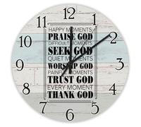 Madcolitote Orologio da parete da 25,4 cm con versi biblici Scrittura, grandi orologi da parete in legno, momenti felici, lode a Dio, momento difficile, citazione di Gesù, religioso, cristiano, regalo