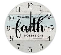 Madcolitote Orologio da parete da 25,4 cm con versi biblici Scrittura, grandi orologi da parete We Walk by Faith Not by Sight Corinthians 5:7 Citazione di Gesù religioso cristiano nuovo regalo per la
