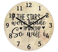 Madcolitote Orologio da parete da 25,4 cm, con versi della Bibbia, rotondo, decorativo, con scritta in inglese "If the Stars were made to worship so will I Jesus Quote Religious Christian New Home